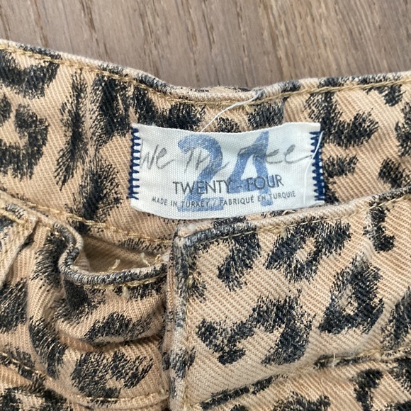 Free People High Waist Leopard Denim Shorts - Picture 7 of 7